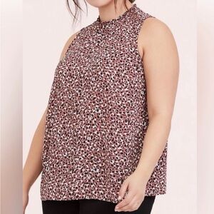 Torrid Walnut Leopard Georgette Mock Neck Sleeveless Blouse, Size 18/20